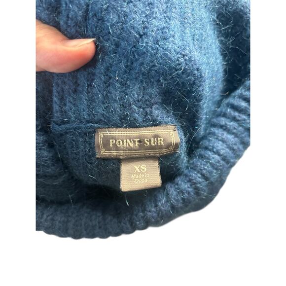 Point Sur Blue Fuzzy Cowl Neck Sweater XS Hi-Low Hem Cozy Sparkle J.Crew - Picture 5 of 6